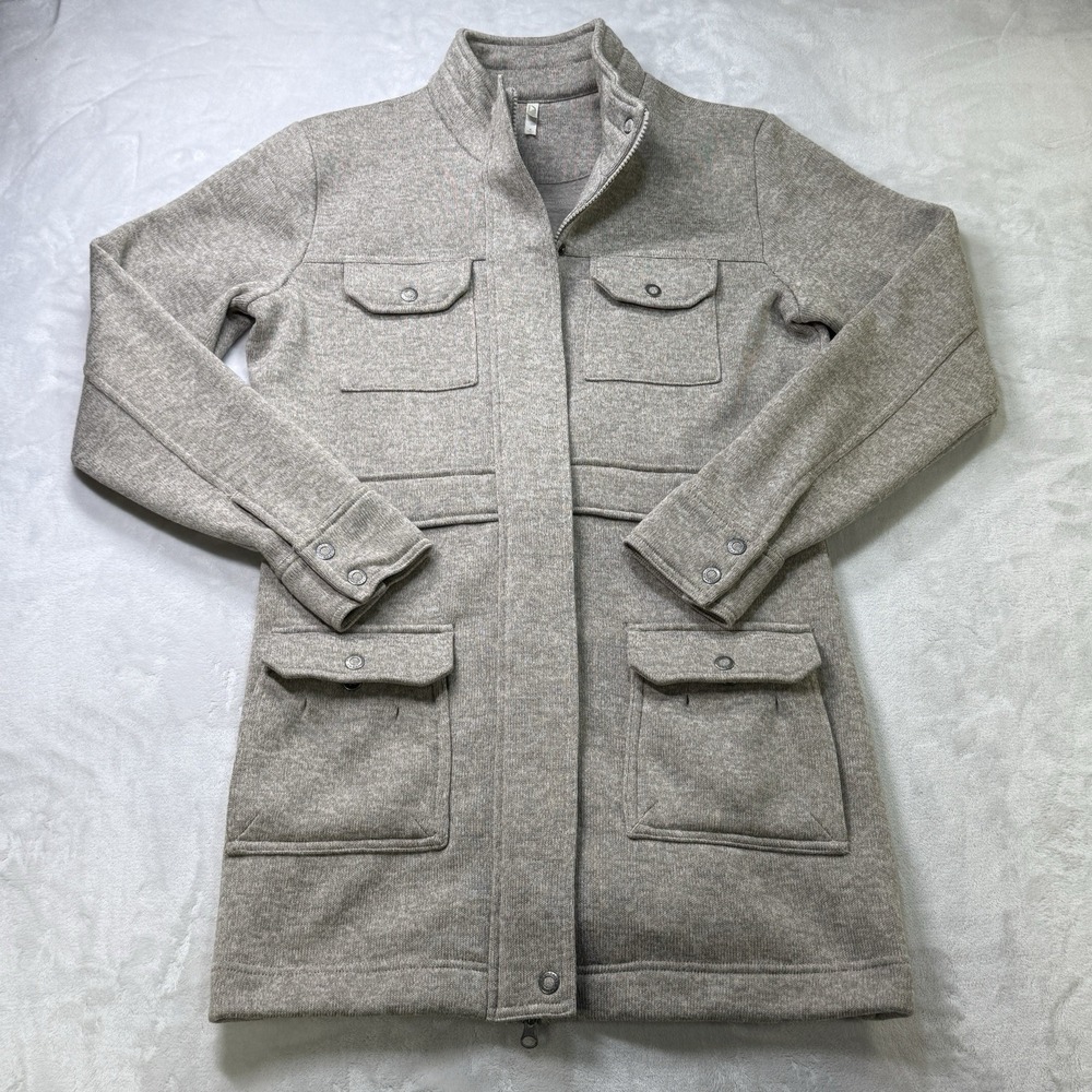 Women's Mountain Khakis Gray Knit Old Faithful Coat Large Snap Zip‎ 4Pkt